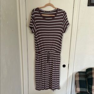 Brown Striped Casual Dress